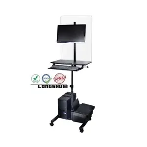 Cart Taiwan made training executive table with Av Printer keyboard and shield for telemedicine gym nursing mobile pc stand