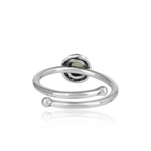 Bague de fiançailles en pierre d'améthyste verte naturelle en argent massif 925, anneau couronne oxisée, vente en gros - Product Image 4