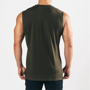 High quality gym fitness cheap price summer wear casual blank solid color <b>100</b>%cotton <b>polyester</b> man tank top sleeveless <b>shirts</b> - Product Image 3
