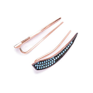 Unique Point Shape <b>Cuff</b> <b>Earrings</b> Handmade Turkish Wholesale 925 Sterling <b>Silver</b> for Ladies Jewelry - Product Image 2