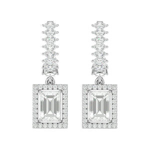 Boucles d'oreilles en or blanc pur 10 carats magnifiquement conçues avec de vrais diamants directement du fabricant - Product Image 1