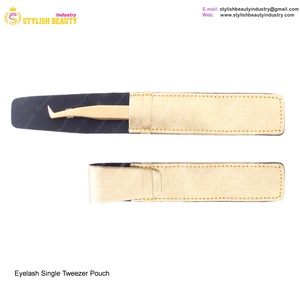 Venta al por mayor de alta calidad de acero inoxidable pinzas para pestañas bolsa aplicadora rosa púrpura negro OEM artículo de maquillaje - Product Image 3