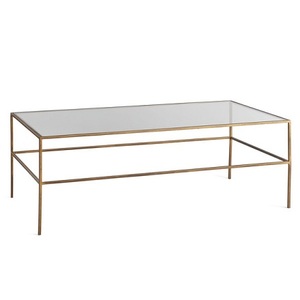 Rectangular Brass and Glass Coffee Table - Product Image 1