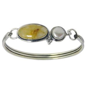 Classique Golden Rutile Gemstone Bracelet en argent sterling 925 Bracelet indien fait à la main Fine chaîne et lien Bracelet fabricant de bijoux - Product Image 4