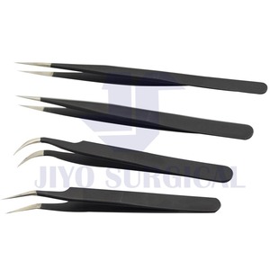 Pince à épiler pour extension de cils en acier inoxydable couleur plasma noir Instruments de beauté - Product Image 1
