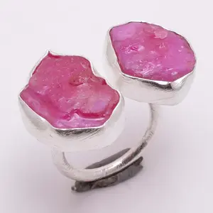 Hot Selling Rough Ruby 925 Sterling Silver Demanding Ring, Simple Design Silver Jewelry, Silver Jewelry