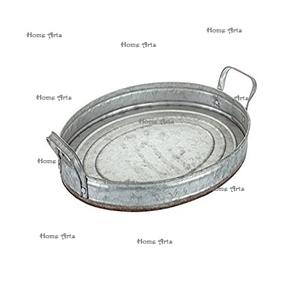 Plateau alimentaire galvanisé au design classique, plateau de service alimentaire de forme ovale de la plus haute qualité pour la maison, l'hôtel et la restauration - Product Image 1