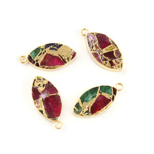 Mohave – connecteur en cuivre turquoise en forme de marquise, connecteur plaqué or galvanisé, simple bail, boucle d'oreille, paire de breloques - Product Image 5