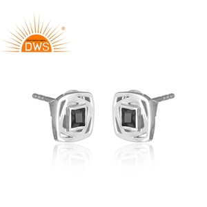 Labyrinthe — boucles d'oreilles à Illusion, pendentifs en argent fin, pierre d'onyx noir naturel, vente en gros, 925 - Product Image 2