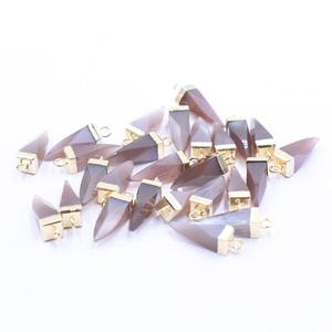 Piedra lunar marrón de 19 a 21 MM con forma de cono de fianza, colgante chapado en oro, hallazgos de joyería de piedras preciosas, piedra de nacimiento de junio - Product Image 5