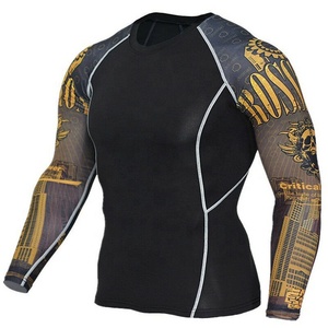 <b>Mens</b> Slim Fit Compression Running Shirt Short Sleeve T-shirt Quick Dry <b>Base</b> <b>Layer</b> Graphic Print Spandex/Cotton for Gym Sports - Product Image 1