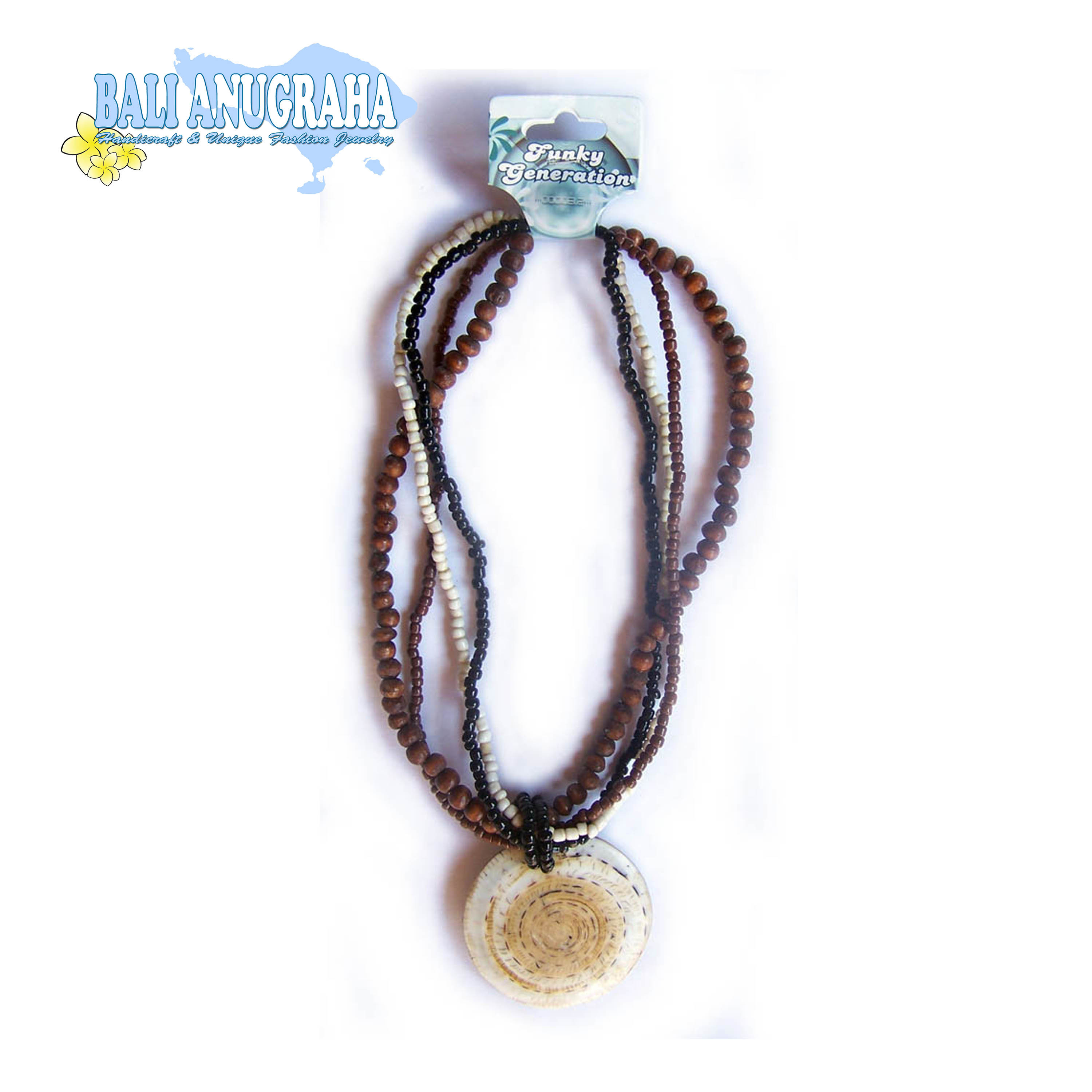 Collana Bali Fatta A Mano 20'' In Argento Con Perline Chip Di Ematite E Conchiglia - Multicolore
