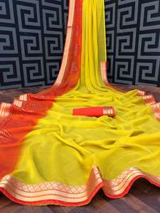 Le plus fabuleux Look Festival Porter Georgette Séquence Travail Saree avec Blouse Pièce Femmes Indiennes Porter Sari Pas Cher Bas Prix Ethnique - Product Image 6