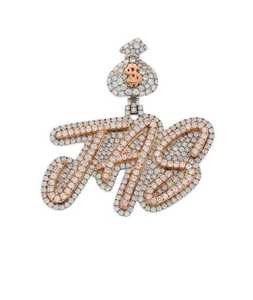 Nombre personalizado 5,57 quilates 10K compromiso diamante colgante 22 gramos plata 9 gramos oro 9 diamantes colgantes y dijes" - Product Image 1