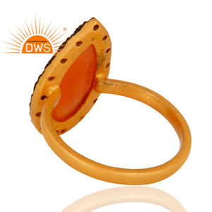 Natural Peach Moonstone Ring 925 Silver Jewelry Supplier Designer 24k Gold Plated Women's Cocktail Ring - Product Image 3