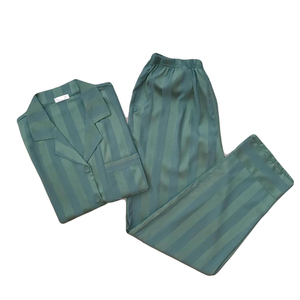 Nuevo Producto 2020, Pijamas de Satén 100% Algodón, Fabricante OEM/ODM de Vietnam, Primavera Verano, Manga Larga, Cintura Elástica, Secado Rápido - Product Image 3