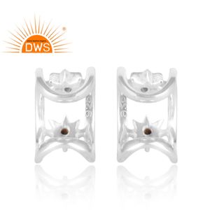 Espinela negra oscura, piedra preciosa, plata fina, vástago dividido, pendiente de oreja, joyería para mujer, regalo para su colección clásica - Product Image 2