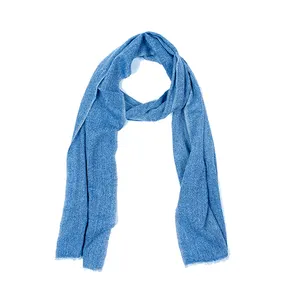 Écharpe en cachemire durable pour homme et femme, foulard bleu à chevrons, en laine mérinos mélangée, chaud, pour l'hiver, 100%