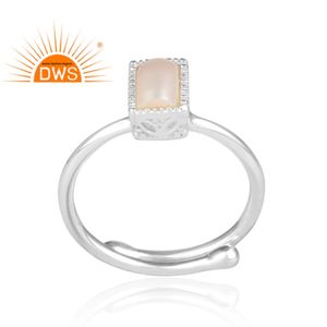 Anillo de Plata de Ley 925 con gema de perla blanca Natural, joyería ajustable - Product Image 2