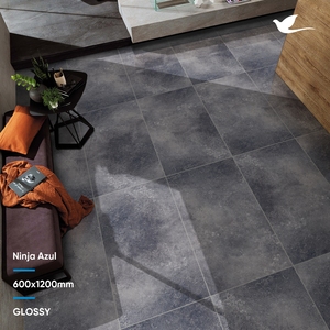 Venta caliente OEM ODM Nueva moda Color gris Venta directa de fábrica Antideslizante Superficie brillante Baldosas de cerámica de porcelana - Product Image 3