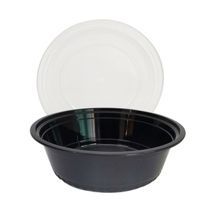 Round Disposable Plastic Takeaway Reusable Fruit Salad Bowl With Lid