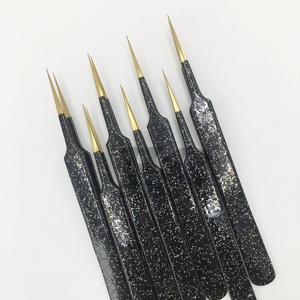 ใหม่แหนบต่อขนตาสีดำตรงแหนบสแตนเลสแบบกำหนดเองสำหรับการต่อขนตาโลโก้นำเสนอขนมิงค์ - Product Image 4