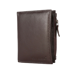 Cartera de cuero genuino Vintage con estilo para hombre, tarjetero corto de algodón con bloqueo RFID abierto/plegable, bolsillo para monedas con cremallera, calidad Premium - Product Image 1