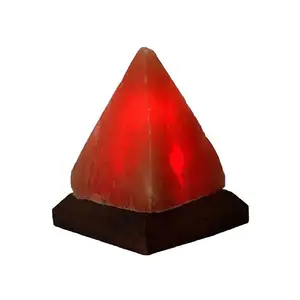 Sale Himalayano lampada a forma di triangolo a forma di triangolo a forma di salgemma con Base in legno stile Feng Shui tecnica scolpita