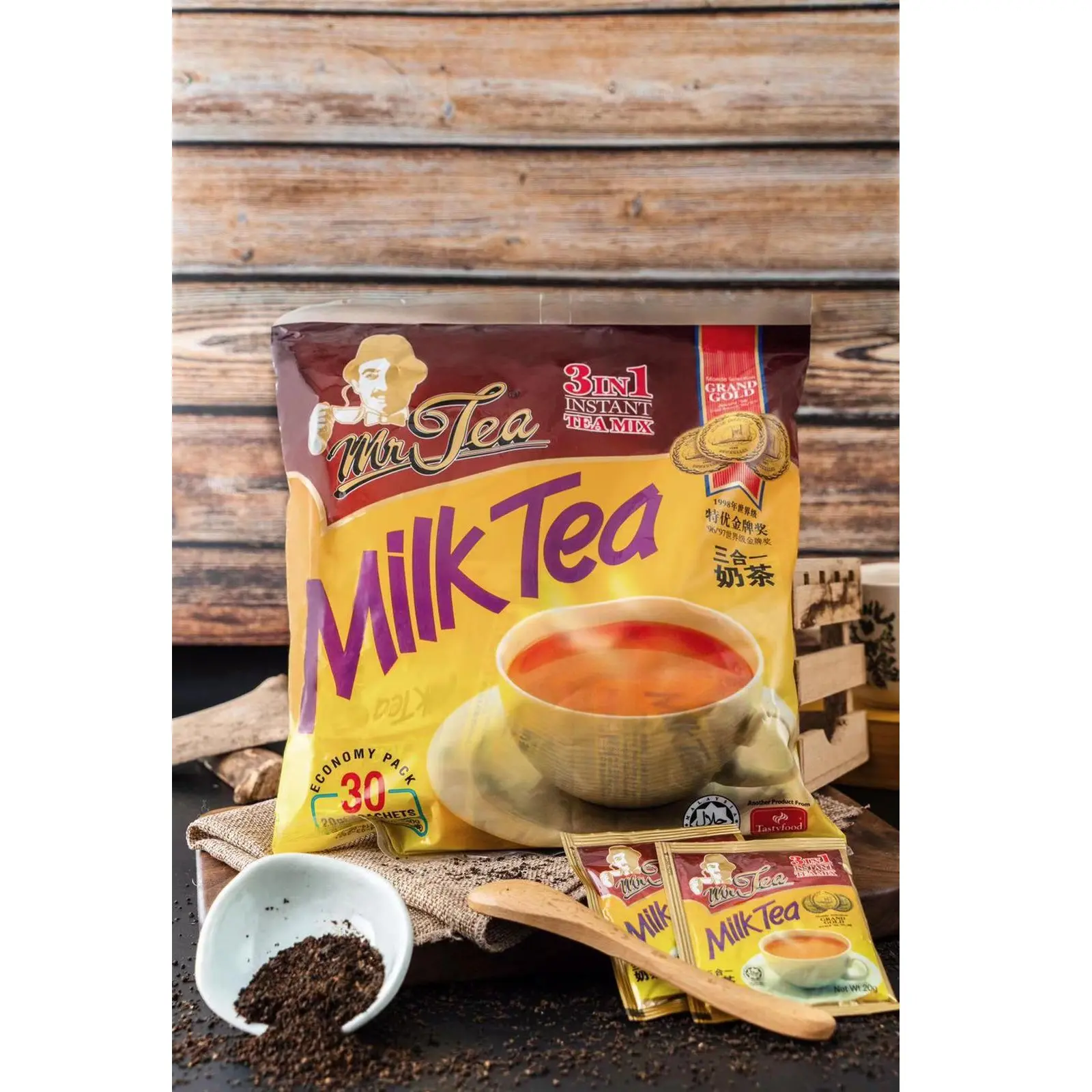 Sacchetto di polvere di tè istantaneo OEM miscelato eccitare originale MR Tea miscela di tè al latte istantaneo 3 in 1 20g x 30s x 30p