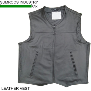 Best Selling Cowhide Leather Zipper Vest Customized Logo Print <b>Sheepskin</b> Leather Vests Tank Top Male - Product Image 2
