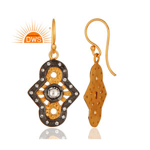 ต่างหูชุบทองทำด้วยมือผู้ผลิตเครื่องประดับเงินผู้ผลิตเครื่องประดับอัญมณีเซอร์โคเนียลูกบาศก์ผู้ผลิตเครื่องประดับ - Product Image 3