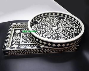 Plateau de service pour décor de l'aïd, artisanal en bois, mère de la perle, outils de cuisine, plateau à RAMADAN, nouveau DESIGN - Product Image 1