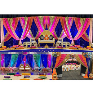 Indian Wedding Sangeet Stage <b>Backdrop</b> Curtain <b>Backdrop</b> for Indian Wedding Sangeet Stage Colorful Themed <b>Backdrop</b> for Mehndi - Product Image 1
