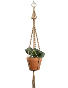 Duurzame Jute Touw Hand Made Classic Patroon Plant Houder Voor Natuurlijke Living