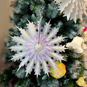Paper <b>Snowflake</b> Christmas Decorations Handmade Traditional Style Eco Friendly 44cm White and Pink Factory for Holiday Display - Product Image 2