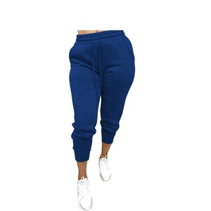 Best Quality Lady Jogging Stretchy Mid Pleated Trousers Solid Colour <b>Stacked</b> Pants Fashion Workout Sweatpants for Summer Flat - Product Image 2