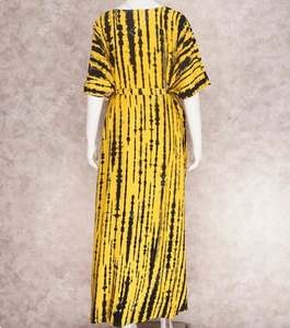 Kimono largo amarillo vacaciones de verano vacaciones mujeres Tie Dye Robe Kimono vestido hecho a mano Tie Dye Kaftan - Product Image 3