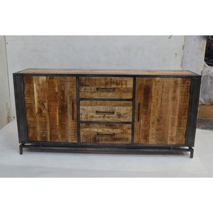 Modern Industrial Urban Loft Mango Wood <b>Sideboard</b> Metal Storage for Home Hotel Living Room <b>Kitchen</b> Office Workshop Furniture - Product Image 6