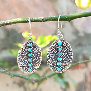 2025มาใหม่ล่าสุด925เงินสเตอร์ลิงทำด้วยมือพลอยเทอร์ควอยส์ต่างหูแบบห้อยเครื่องประดับสำหรับงานแต่งงานในแต่ละวัน - Product Image 1