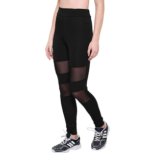 High Waist <b>Mesh</b> <b>Leggings</b> Full Length Solid Black Sporty Stretch Breathable Quick Dry Seamless Knitted Women's <b>Leggings</b> - Product Image 1