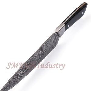 Juego de chef de cocina de acero inoxidable de Damasco moderno personalizado, pelado afilado, mango de Micarta negro, Funda de cuero, cubierta de acero al carbono - Product Image 3