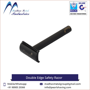 Double <b>Edge</b> Stainless Steel Single Blade Safety Razor with Brass Handle for Men Made in Gujarat - Product Image 3