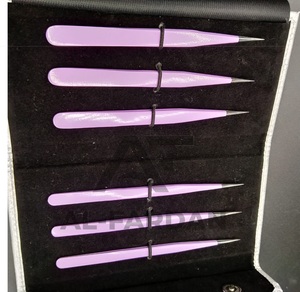 Pince à cils en acier inoxydable violet clair de 14 cm avec logo personnalisé du fabricant Pince à cils fine à pointe droite offerte - Product Image 6