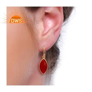 Naturel Nanette Coupe Rouge Onyx Pierres Précieuses Balancent Fournisseur 14k Plaqué Or 925 Sterling Boucles D'oreilles En Argent Bijoux Grossiste - Product Image 5