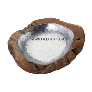 Cuenco de madera y metal de lujo al por mayor Servidor de comida rápida Cuenco Diseño de la mejor calidad Decoración Color marrón Mejores cuencos para servir - Product Image 1