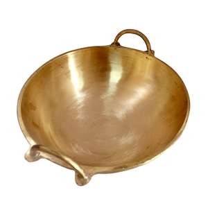 Luxury Pure Brass Kadai for Deep Frying Cooking Utensils Healthy Benefits Brass Hammered Kadai Pital <b>Kadhai</b> Heavy Weight Working - Product Image 2
