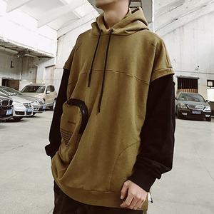 เสื้อฮู้ดผู้ชายทรงโอเวอร์ไซส์ ผ้าฝ้ายแท้ 100% สีพื้น แบบเรียบง่าย แขนยาว สไตล์ใหม่ 2023  ผ้าฟลีซ  สามารถเลือกสีได้ตามต้องการ - Product Image 2