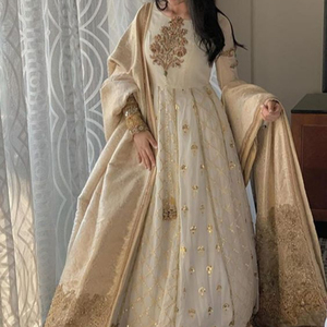 -STYLISH--DESIGNER-PAROLE LONGUEUR ROBE AVEC BELLE BRODERIE WORK---FOR Parti porter-robe pour la Fête/Mariage = 2021... - Product Image 1