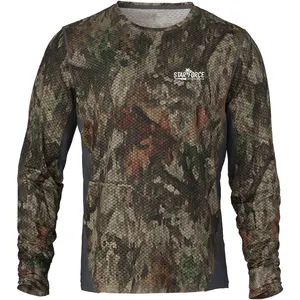 Toptan özel baskı pamuk camo avcılık gömlek erkek tasarımcı t shirt