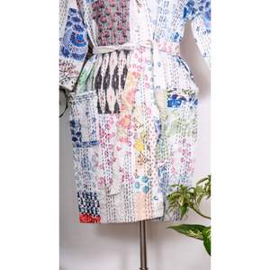 Jaipuri ชุดใส่นอนพิมพ์ลาย Kantha, ชุดกิโมโนแขนยาวสำหรับผู้หญิงใส่ในฤดูใบไม้ร่วงฤดูใบไม้ผลิ - Product Image 4